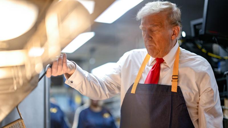 Trump works the fryer at Pennsylvania McDonalds