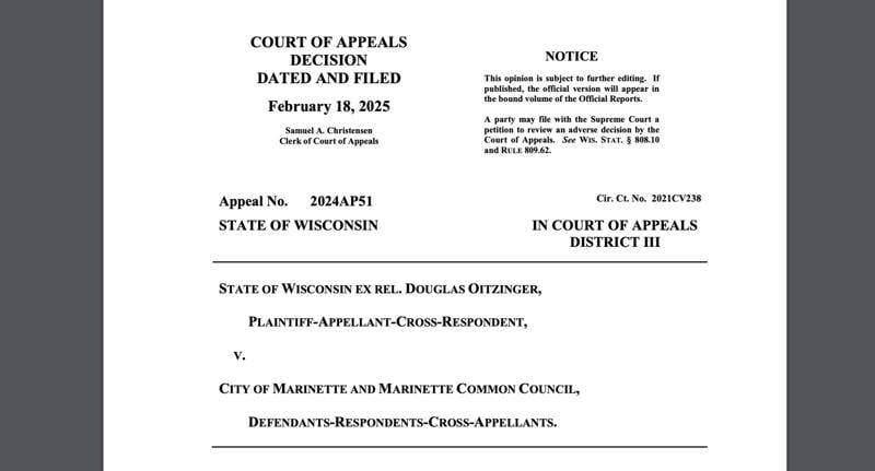 Marinette violated open meetings act in PFAS settlement with Tyco