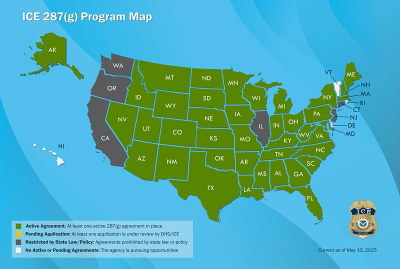Law enforcement agencies in 40 states are partnering with ICE 287(g) program