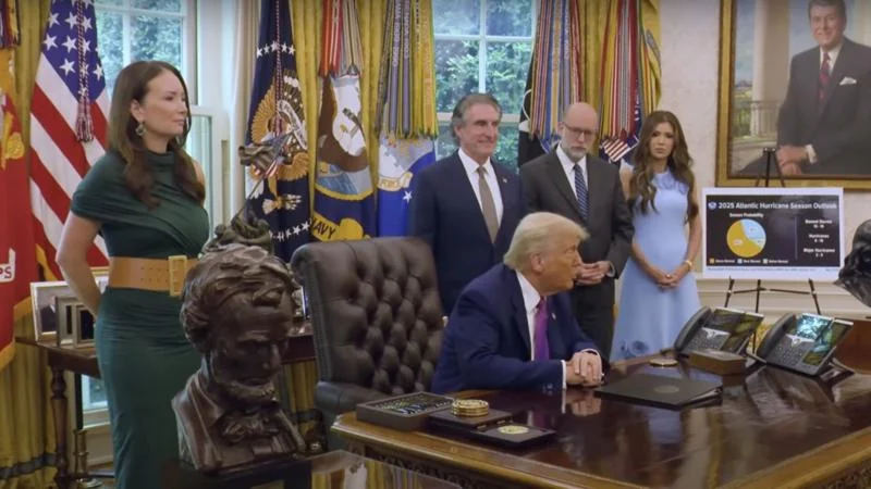 Trump, in Oval Office, says 2025 hurricane season is FEMA’s last